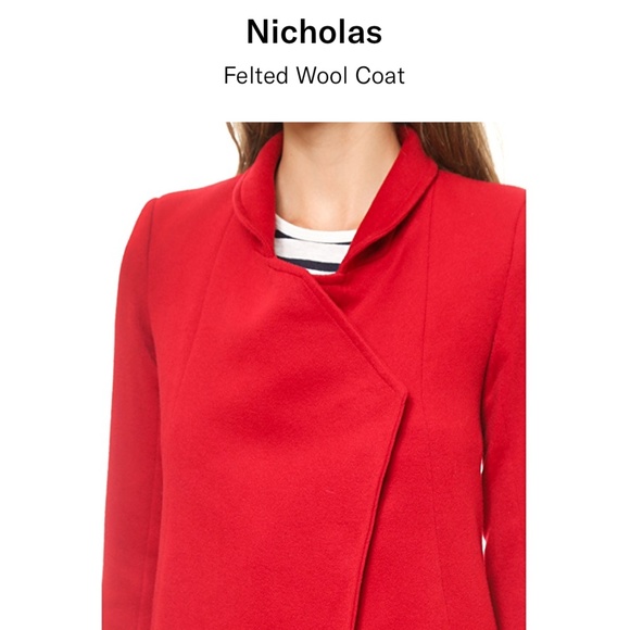 NICHOLAS Revolve Felted Wool Coat in Neon Red - Picture 6 of 8